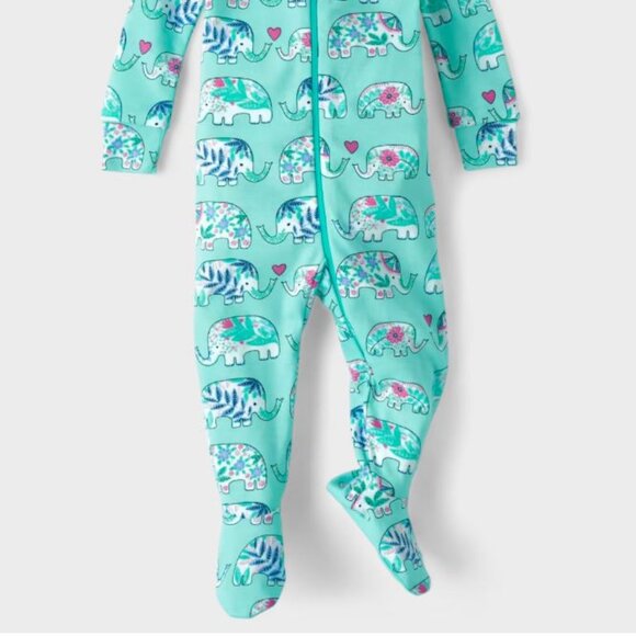 NWT The Children’s Place Girls Elephant Snug Fit Cotton One Piece Pajamas - Picture 2 of 6